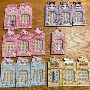 15 packs Little Girls Press On Nails Hello Kitty Melody Kuromi
Cinnamoroll &More